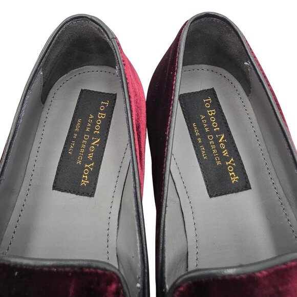 Italy To Boot Adam Derrick Mens 8M Garnet Red Velvet Dress Shoes Loafers Slipper - Picture 10 of 16